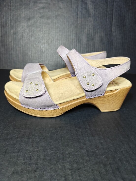 Dansko Shoes - Dansko Double Leather Studded Strap Lavender Wedge Sandals Women's Shoes 8.5-9